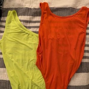 2 neon bodysuits